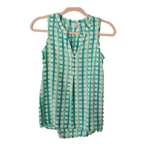Crown And Ivy Green And White Ombre V Neck Sleeveless Top Size XS
